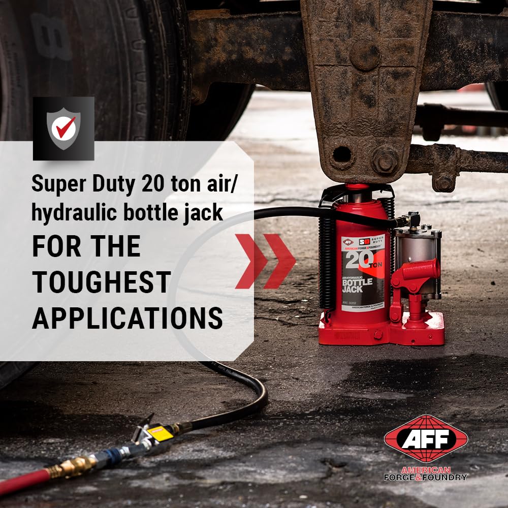 AFF 20 Ton Bottle Jack - Manual & Air Assist Hydraulic Jack for Lifting Heavy Trucks & Equipment - Super Duty