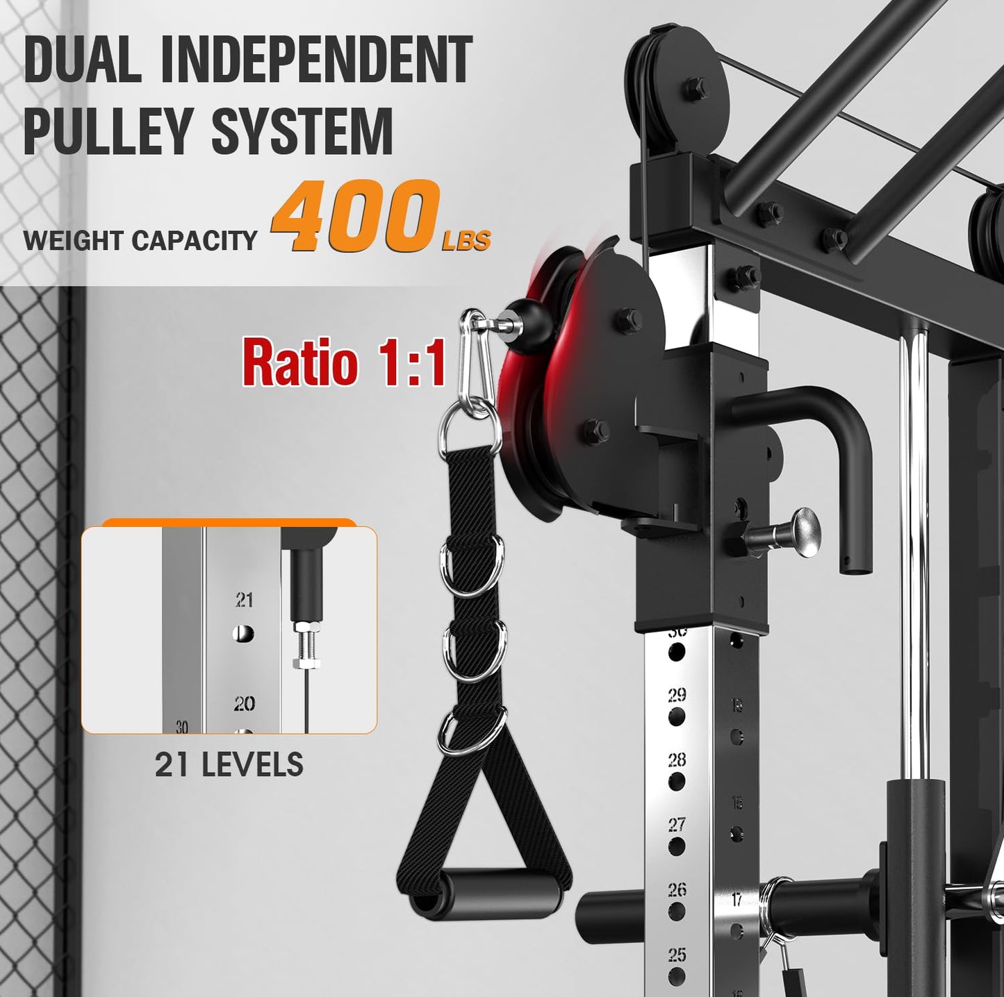 DONOW Smith Machine with Weight Stacks, Heavy Duty Home Gym System Power Cage Cable Crossover Machine Multi-Functional Trainer Ratio 1:1
