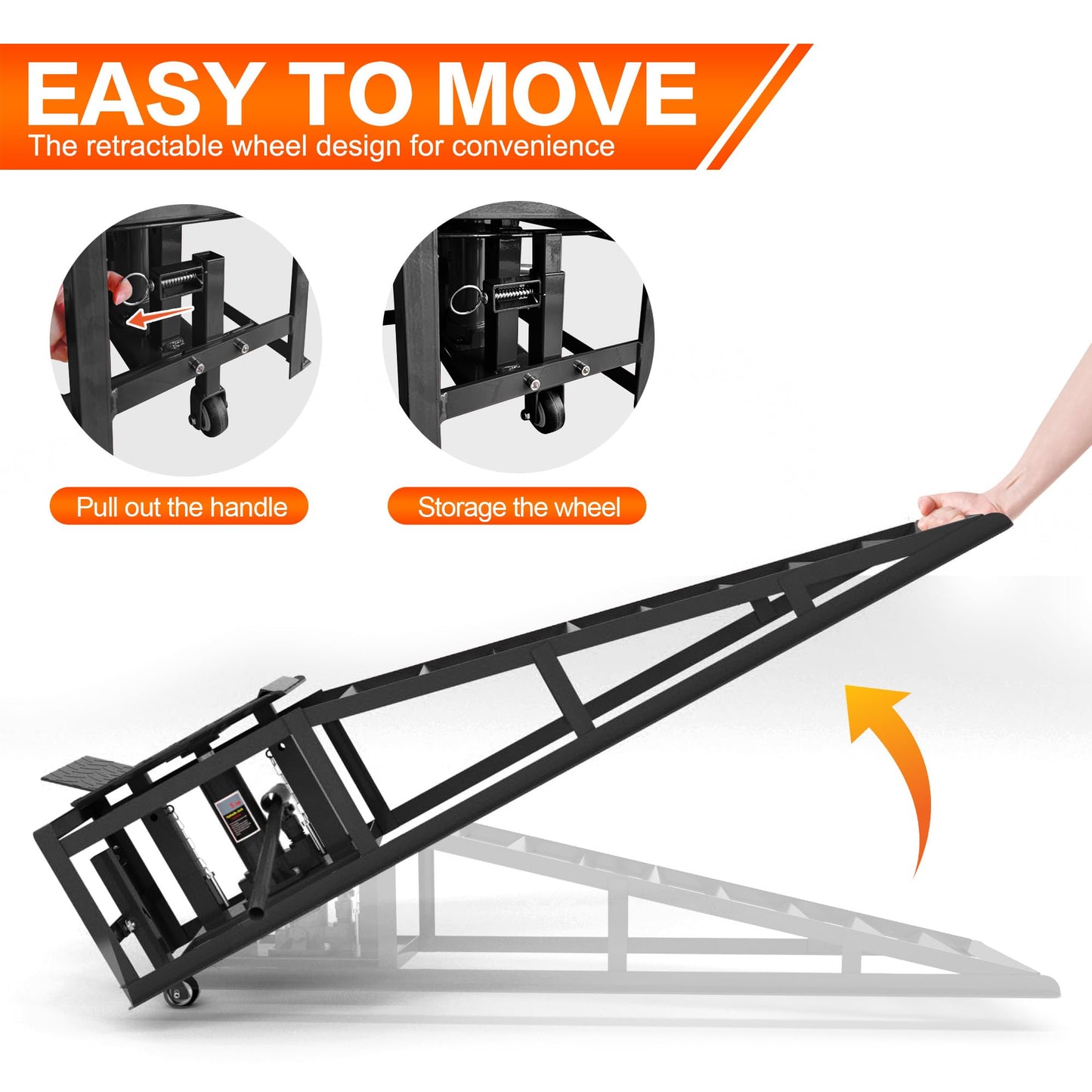 LOCKIETTA 2 PCS Hydraulic Car Ramps with Wheels, 11065LBS 5T Heavy Duty Car Ramp with Hydraulic Jack, Portable Car Lifts for Oil Changes for Home Garage, 9"-14.2" Lifts, Black