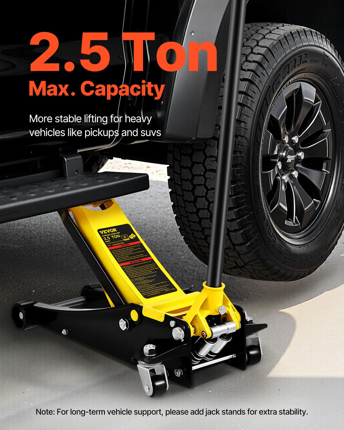 VEVOR 2.5 Ton Low Profile, Heavy-Duty Steel Racing Floor Jack with Dual Pistons Quick Lift Pump, Lifting Range 3.64"-19.49"