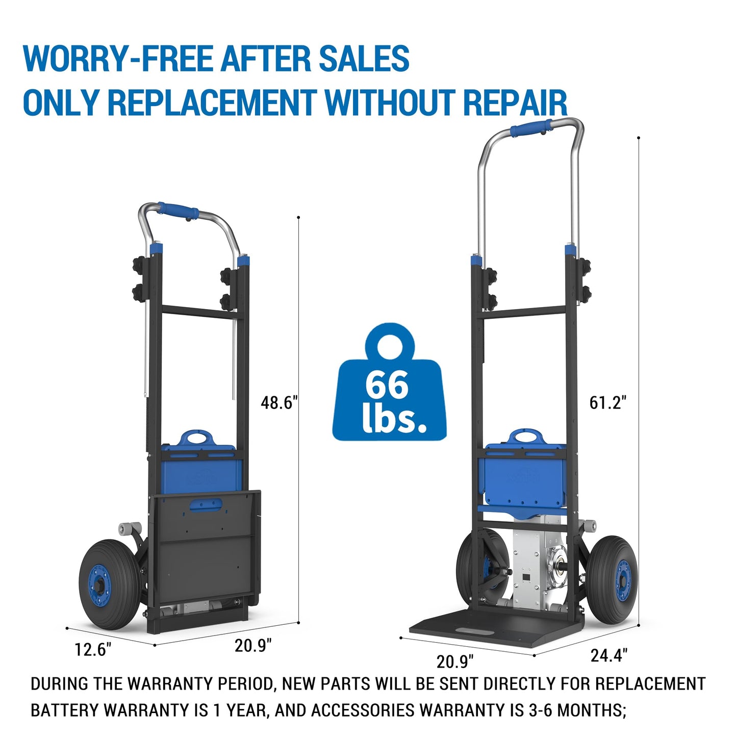 XSTO ZW47250 Electric Stair Climbing Hand Trucks,Moving Heavy Objects Up and Down Stairs Effortless,550lbs Heavy Duty Stair Climber with Telescoping Handle