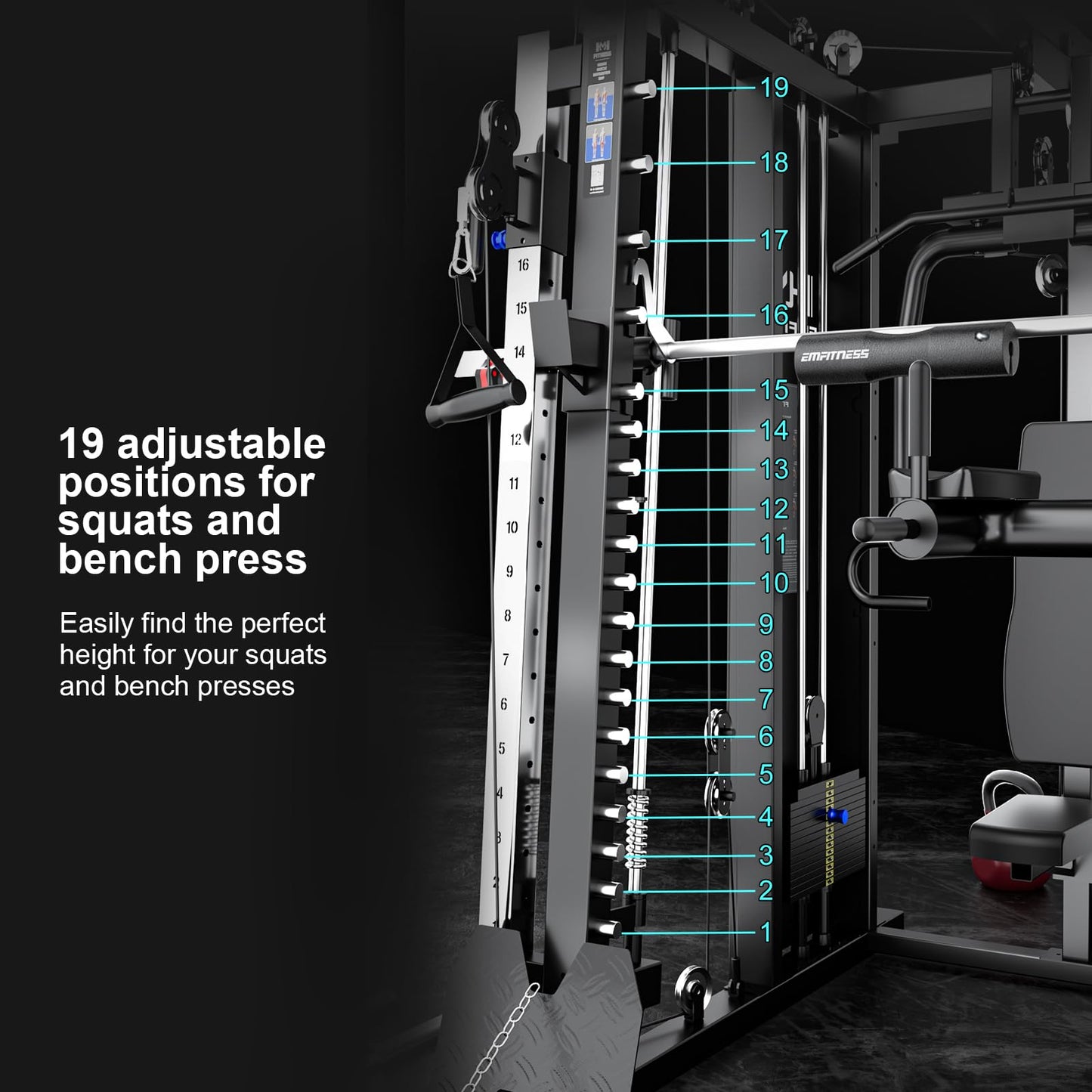 Strength Smith Machine Squat Rack Pull Up Bar Upper Body Strength Training Leg Developer Commercial Home Gym Strength Training (R8 PRO Package 4) (R8 Pro Smith Machine)