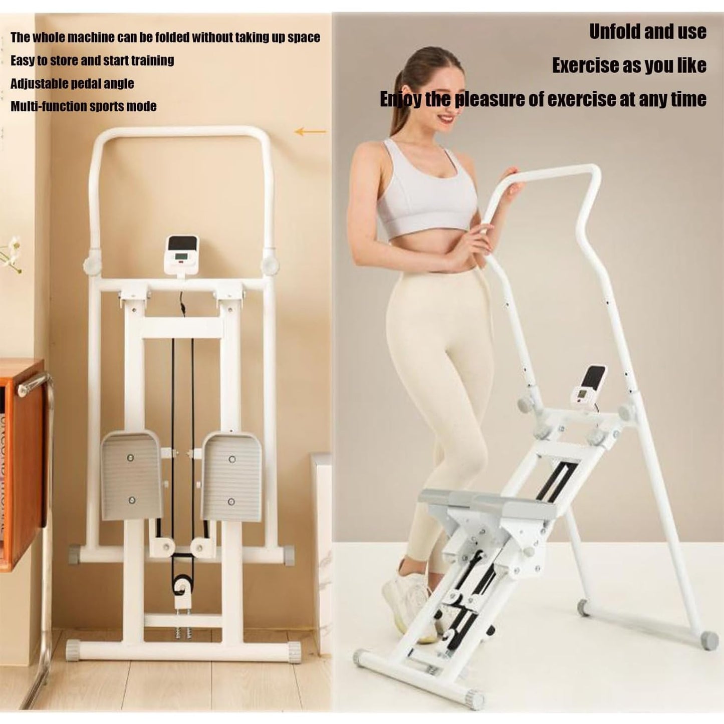 Vertical Stair Climbing Machine Fitness Equipment, Foldable Stepper, Vertical Stepper for Home Gym, Height Adjustable Vertical Stair Climbing Machine