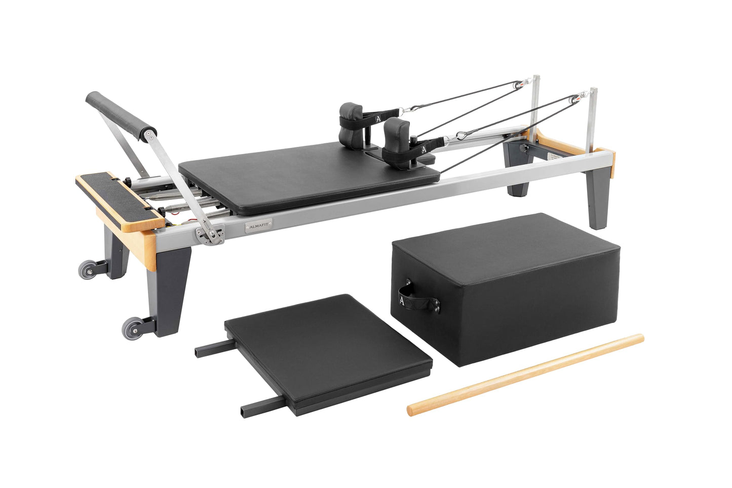 Pilates Reformer Machine with 16" Raised Legs, Foot Strap & Loop Handles – Aluminum Frame, Upright Storage – Ideal for Seniors, Beginners & Small Spaces – Supports 330 lbs – (Summer Sale)