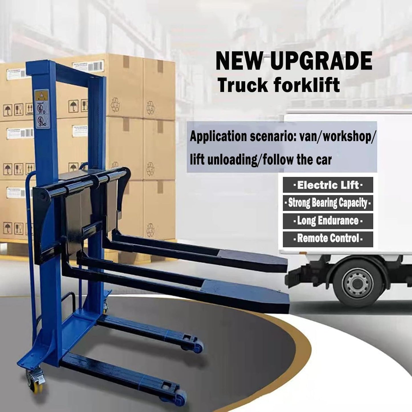 1500lbs Semi Electric Forklift Pallet Stacker - Heavy Duty Hydraulic Hand Truck with Remote Control, Adjustable Lift Height 51/63 Inches, Portable Material Handling Solution Blue B