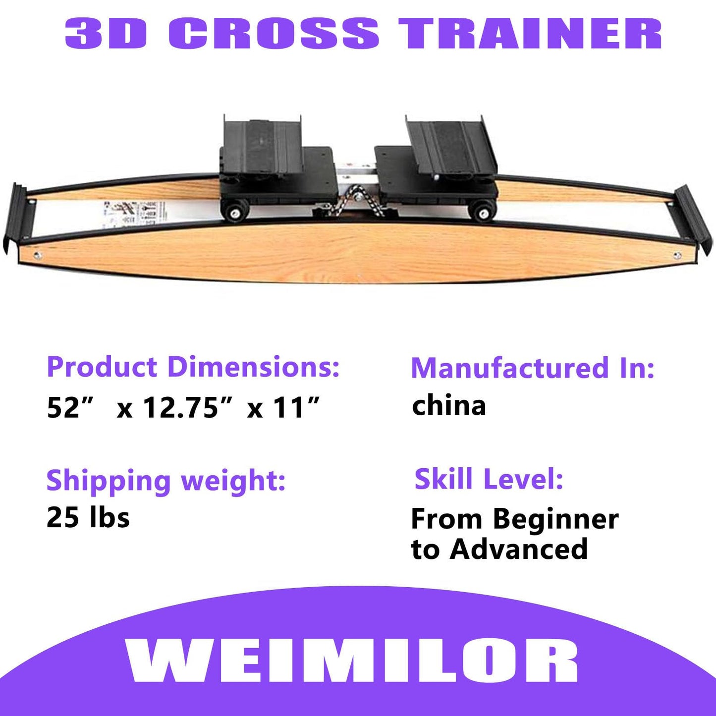 3D Cross Trainer aero ski Exercise Machine, Ski Exercise Equipment, Strength and Balance Training Tool Set, Adjustable Resistance 0-100KG