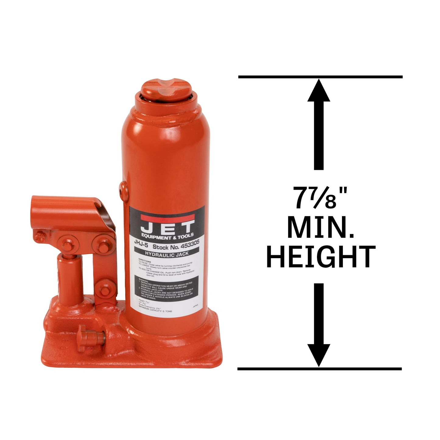JET 5-Ton Hydraulic Bottle Jack w/ Handle (JHJ-5)