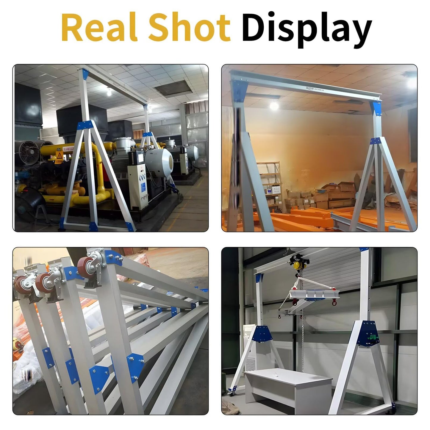Portable Adjustable Gantry Crane, 3Ton/6600Lbs Aluminum Alloy Load Capacity, 13.1FT Outer Width 6.6~9.8FT Height, Easy Assembly Workshop Hoist Lifting Crane