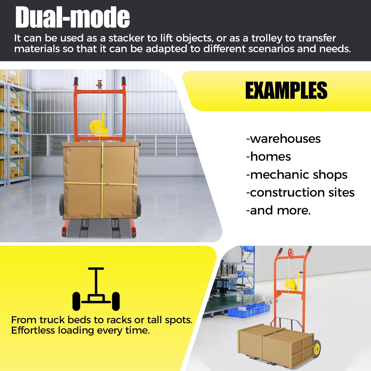 FiueStur Material Lift Winch Stacker 330 lbs Capacity Pallet Truck Dolly 40 Inch Lift Height Lift Table Adjustable Forks 9 Inch Wheels for Warehouse Workshop Material Handling
