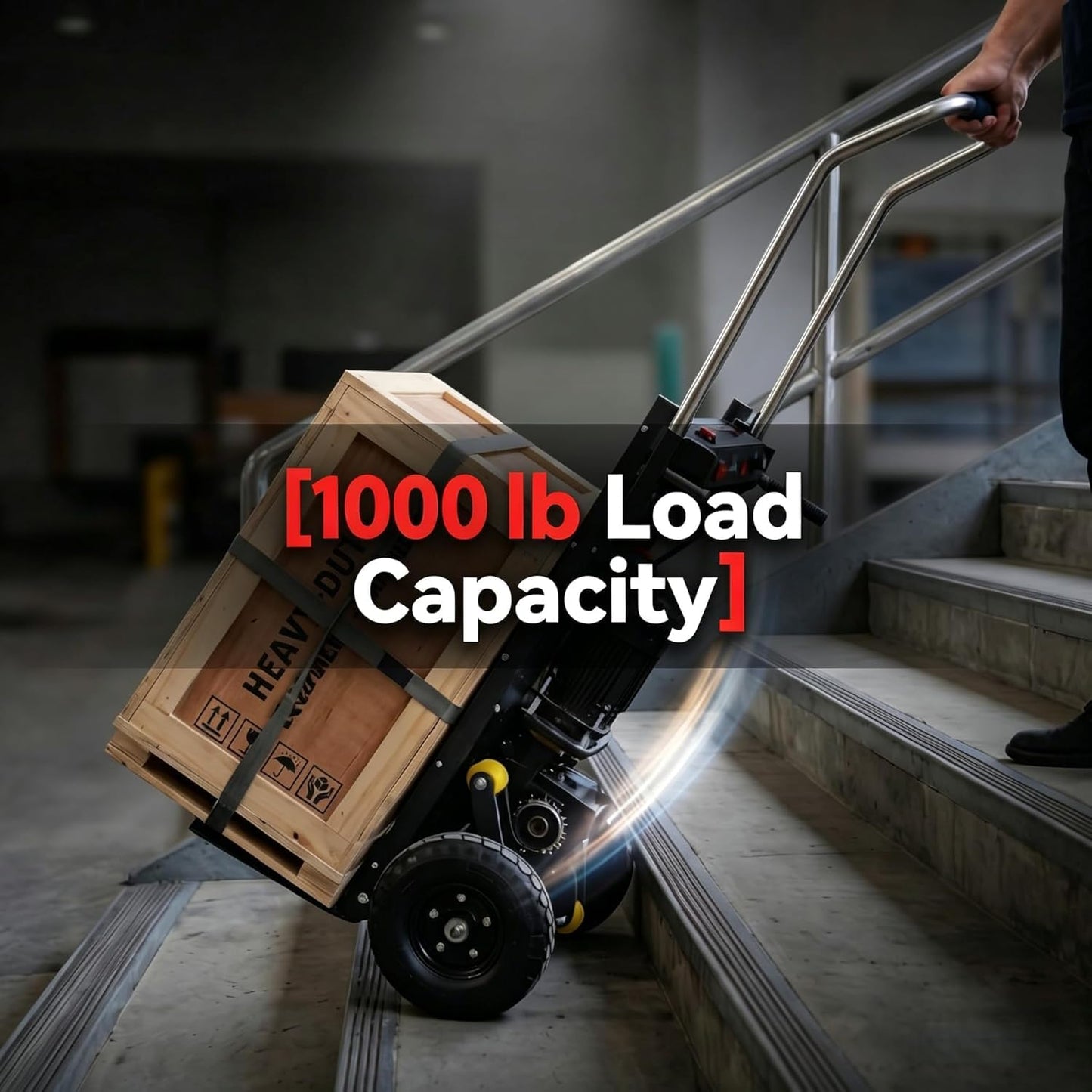 1000lbs Electric Stair Climbing Hand Truck - 1500W Heavy Duty Powered Electric Stair Climber Dolly Cart, Moving Heavy Objects Up and Down Stairs Effortless