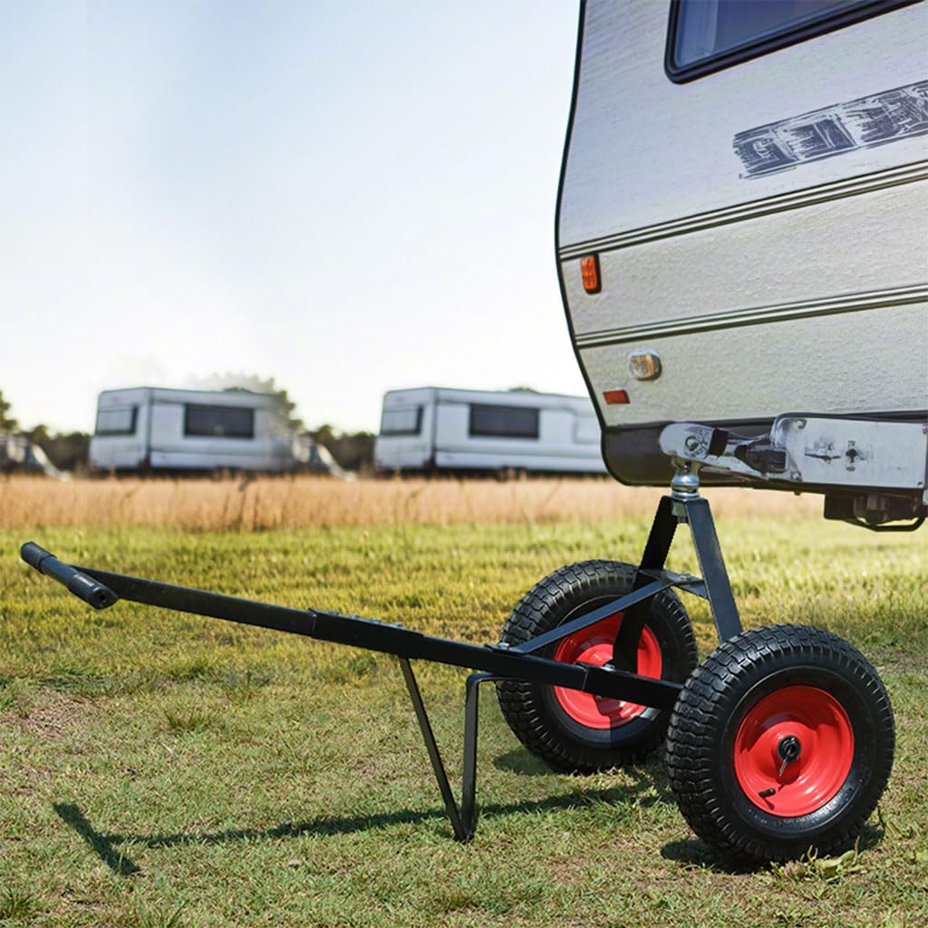Trailer Dolly with 2" Hitch Ball, 1000 lbs Capacity, Heavy-Duty Steel Frame with Hammer-Tone Finish, Wide Wheelbase & 13" Flat-Free Tires – Lawn Tractor, RV, Boat, and Utility Trailer Mover Dolly