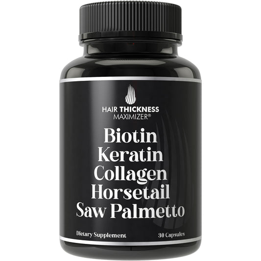 Biotin (5000mcg), Keratin, Collagen, Horsetail, Saw Palmetto – 5-in-1 Hair Growth Supplement & Vitamins for Women & Men, DHT Blocker Capsules for Thinning - Hair Growth Vitamins