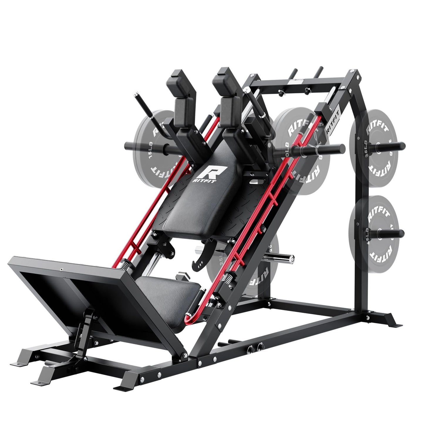 RitFit Gazelle Pro 3 in 1 Leg Press and Hack Squat Machine - High-Tensile Steel Leg Press Machine, 2000lbs Capacity, Adjustable Angles with Weight Storage (RED)