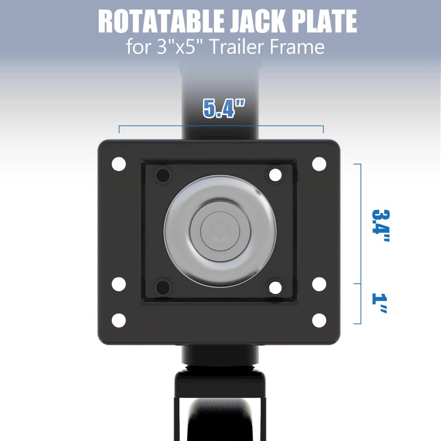 TOWKING 8" Spoke Wheel Trailer Jack, 10" Vertical Movement, 1500 lbs, for RV, Boat, Trailer and More, Black