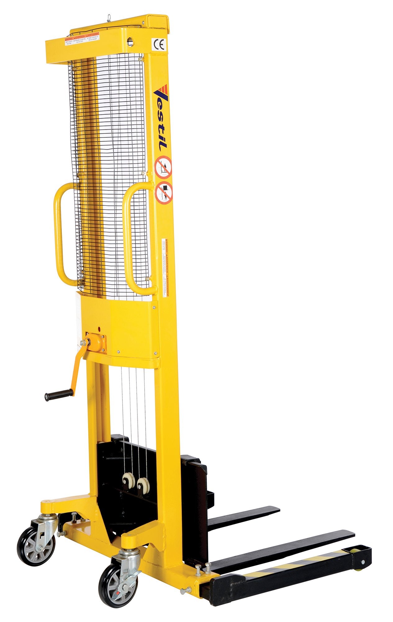 Vestil VWS-770-AA Manual Hand Winch, Adjustable Stacker, 770 lb. Capacity,Black/Yellow