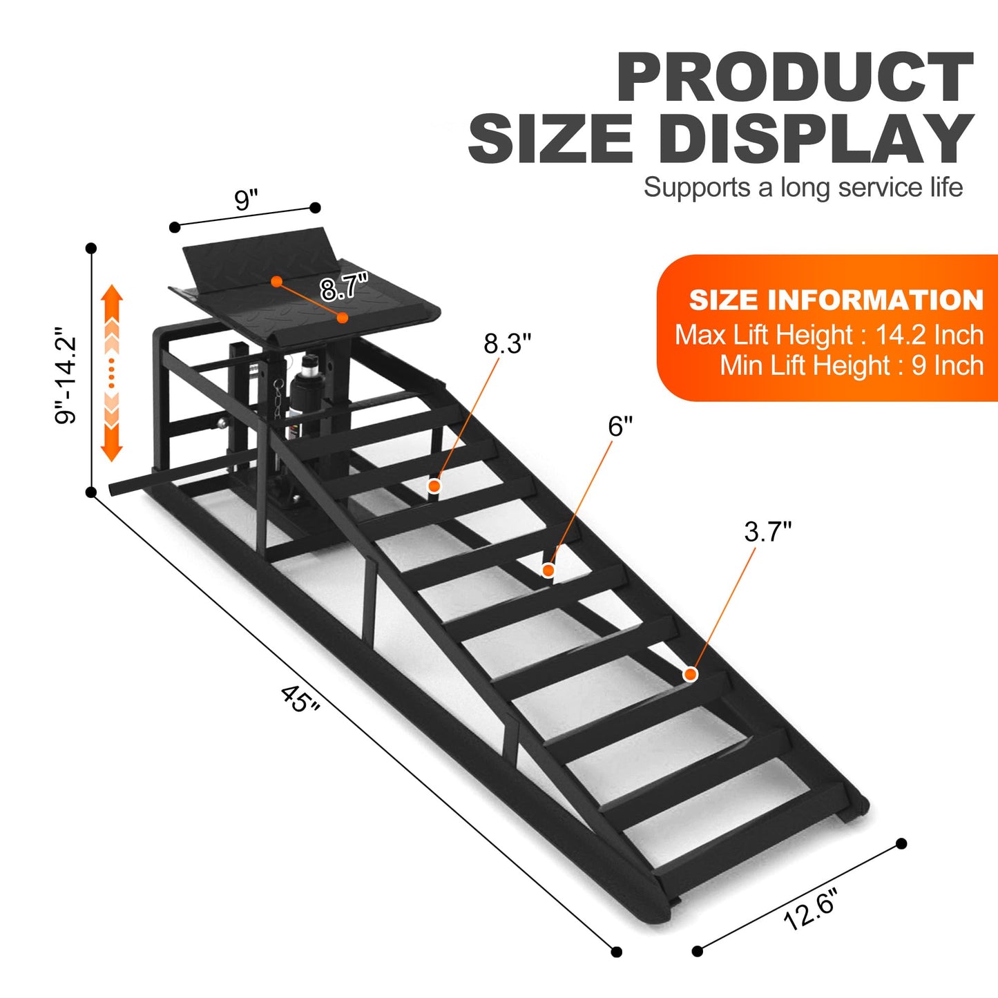 LOCKIETTA 2 PCS Hydraulic Car Ramps with Wheels, 11065LBS 5T Heavy Duty Car Ramp with Hydraulic Jack, Portable Car Lifts for Oil Changes for Home Garage, 9"-14.2" Lifts, Black
