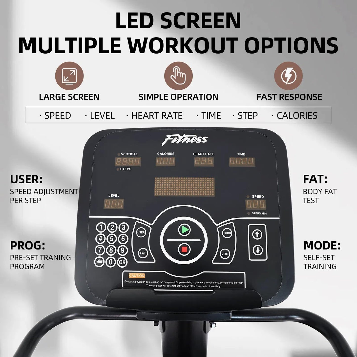 Stair Stepper with Auxiliary Ladder, Commercial Grade Stair Climber Exercise Machine,15 Speed Levels Stepping Machine for Cardio and Lower Body Workouts, 660LBS, 15-164 Steps/Minute