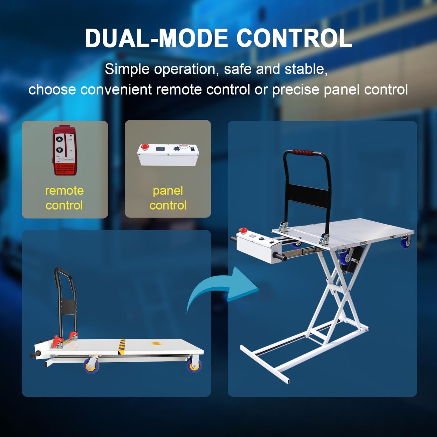 Electric Hydraulic Lift Table Cart- 48V 661 LBS Capacity Folding Platform Truck for Loading/Transporting Goods onto Trucks & Warehouses