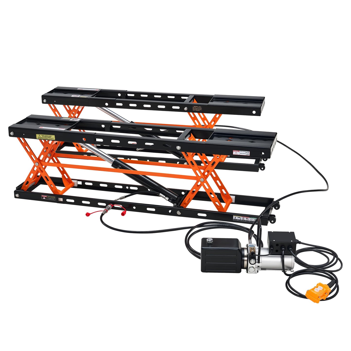 Albott 5000 LBS Portable Car Lift, Q355B Steel Quick Jack for Home Garage, 20.1" Max Height with Height Extension Blocks, Foldable Design & Wheels, Black & Orange