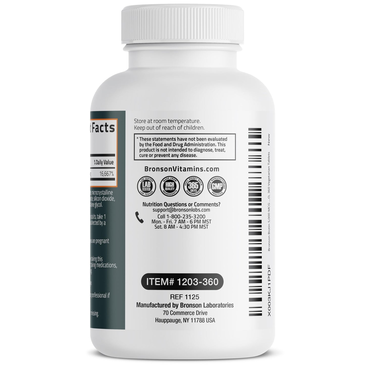 Bronson Biotin 5,000 MCG Supports Healthy Hair, Skin & Nails & Energy Production - High Potency Beauty Support - Non-GMO, 360 Vegetarian Tablets