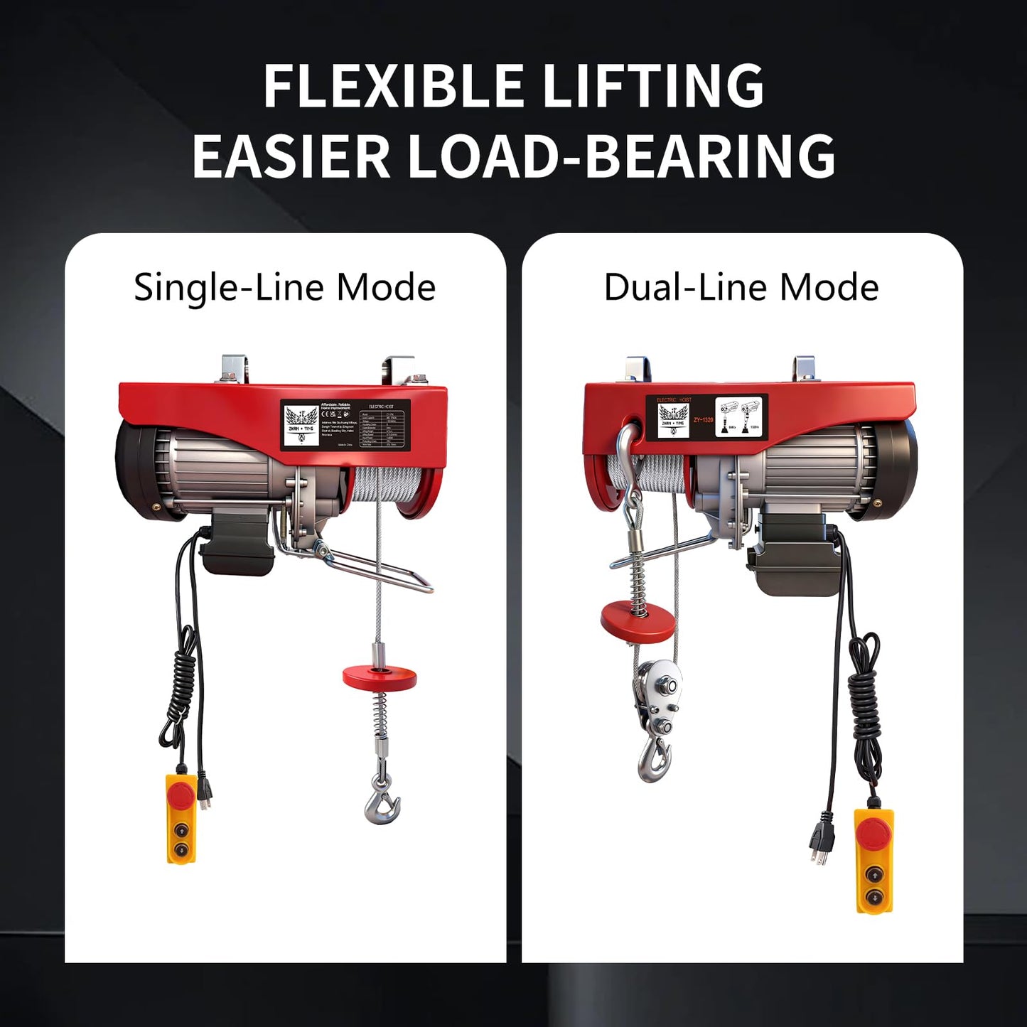 Electric Hoist, 1320 lbs 110V Electric Winch with 14 ft Wired Remote Control, 40 ft Single Cable Lifting Height, Single/Double Slings, Lift Hoist for Garage Warehouse Factory