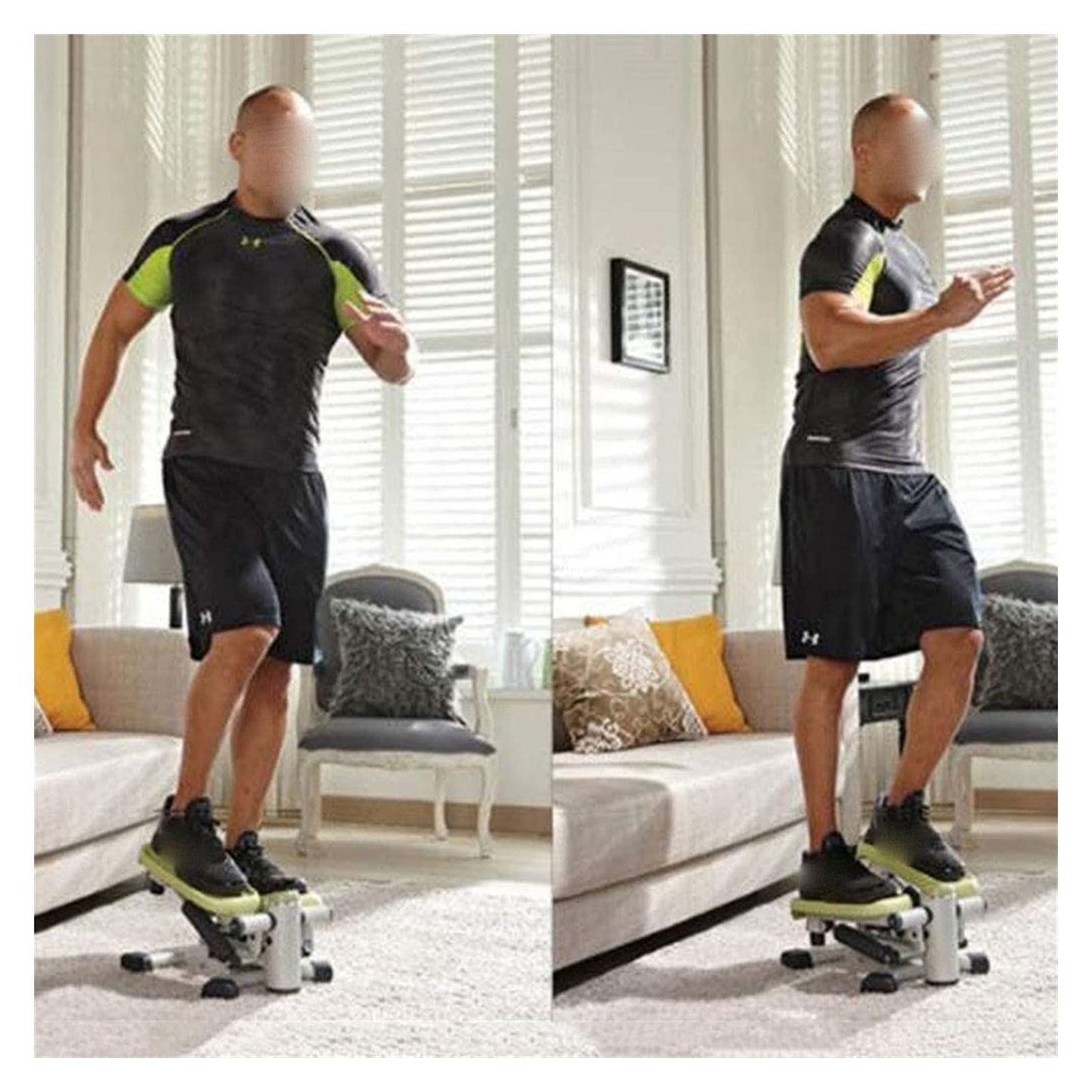 Adjustable Mini Stepper Indoor Stepping Machine Twist Stair Stepper Aerobic Trainer with Adjustable Resistance Bands and LCD Display for Home Office and Gym