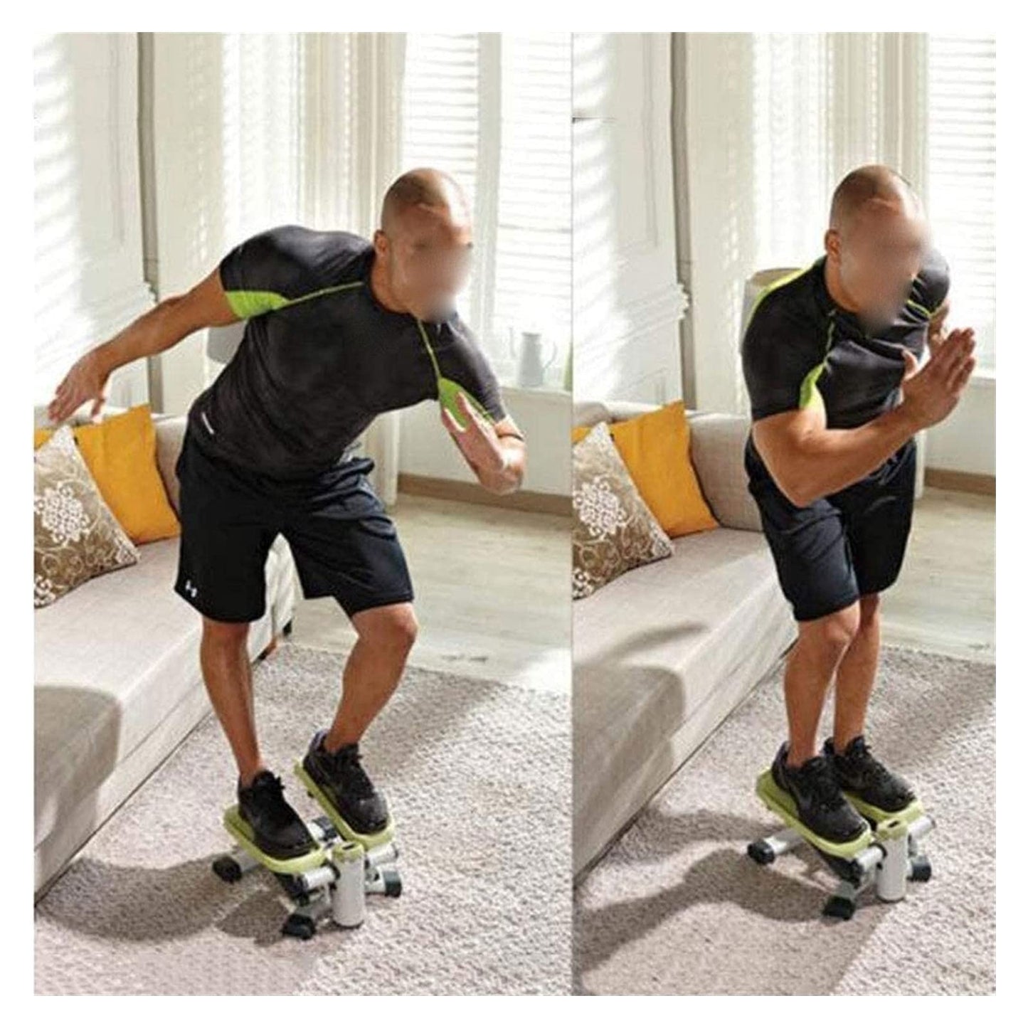 Adjustable Mini Stepper Indoor Stepping Machine Twist Stair Stepper Aerobic Trainer with Adjustable Resistance Bands and LCD Display for Home Office and Gym