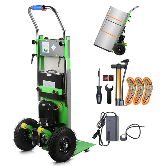 Electric Stair Climbing Dolly with 900lbs Capacity, Heavy Duty Stair Climber with 1250W Motor&3-Speed Adjustable, Folding Dolly Cart with Lithium Battery & Safety Rope, Green