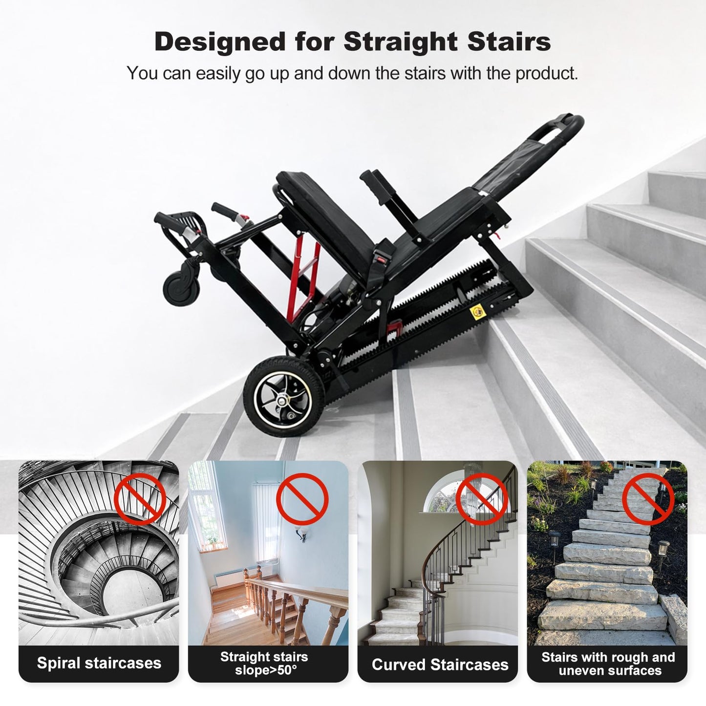 Electric Stair Climbing Wheelchair,Power Wheelchairs 450 lbs Load-Bearing,Mobile Stair Lifts for Seniors
