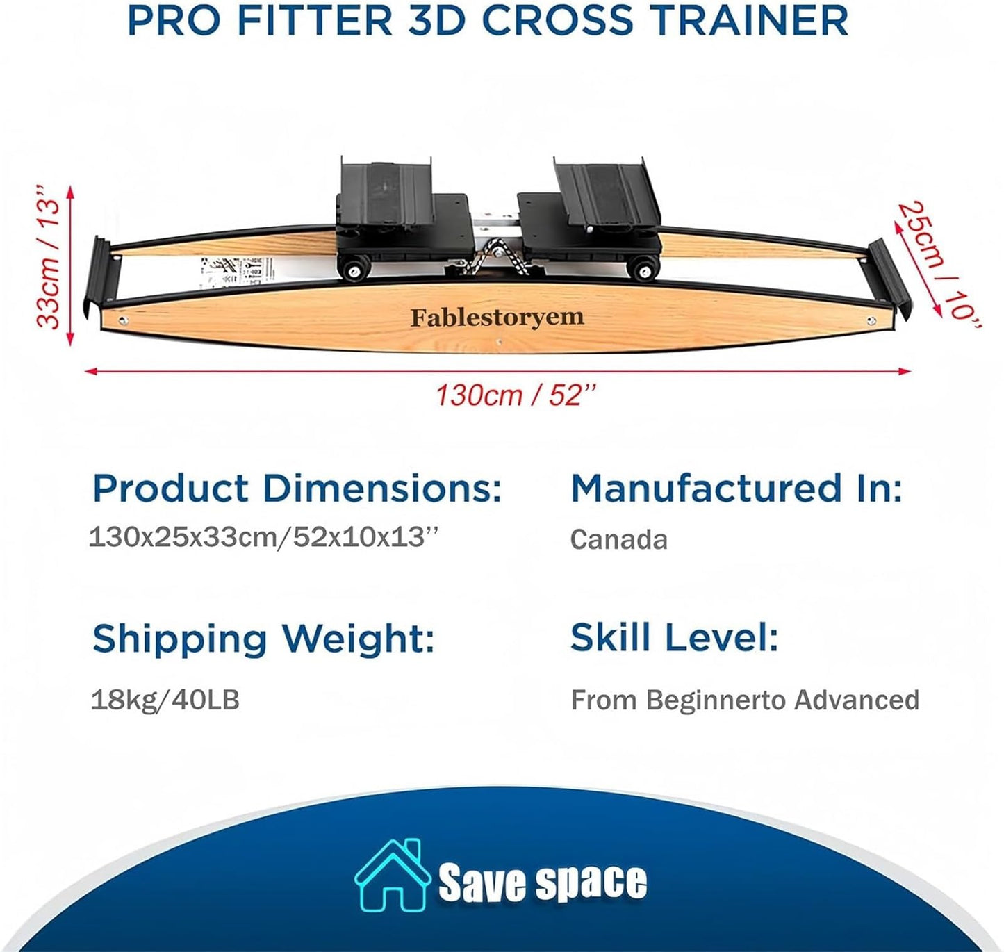 Ski Machine, Ski Simulator, Indoor Ski Rowing Aerobic Equipment with Walking Stick and Floor Mat