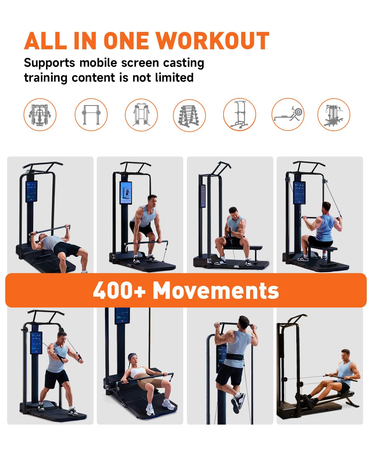 Motion Space Home Gym, All in One Smith Machine Digital Gym Equipment Multi-Functional Strength Equipment for Full Body Strength Training