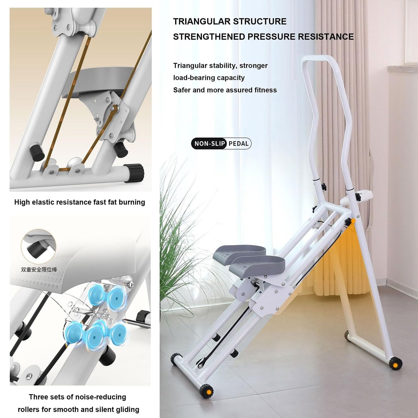 Vertical Climber Exercise Machine, Stair Master for Home Gym, Stair Stepper Machine for Full-Body Workout, Foldable Climbing Machine with Adjustable Incline/High