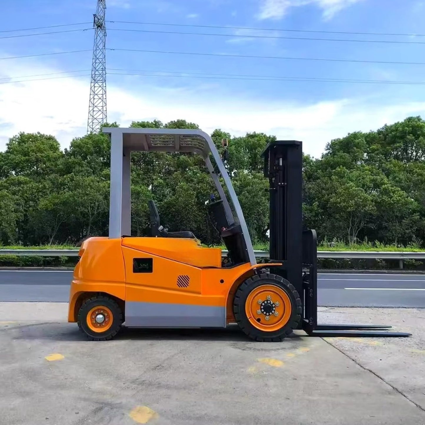 Loading Dock Specialized Forklift, 5000lbs Capacity Lithium Ion Electric Lift Truck, 3-Wheel Counterbalance Reach Truck, Industrial Stacker Machine