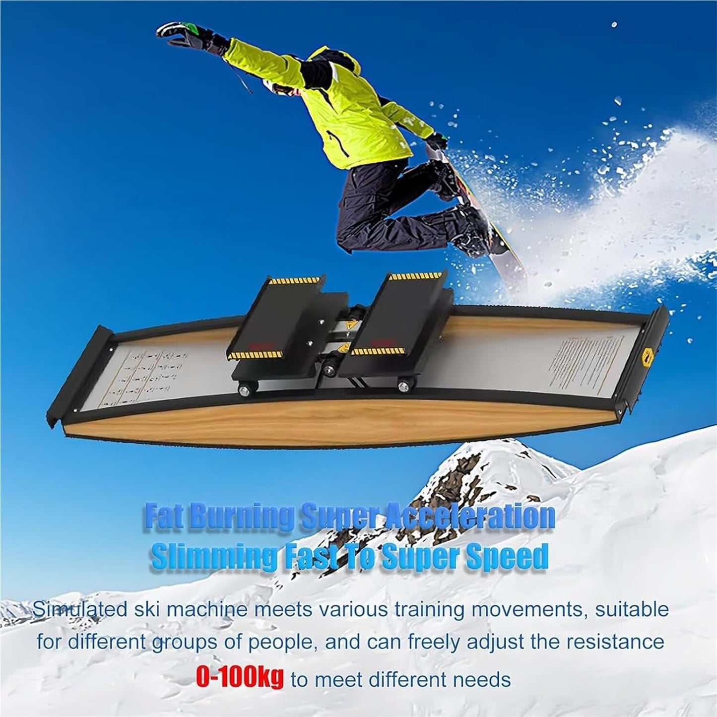 Indoor Ski Machine Simulator for Home Gym, Fitness Workout with Poles and Mats