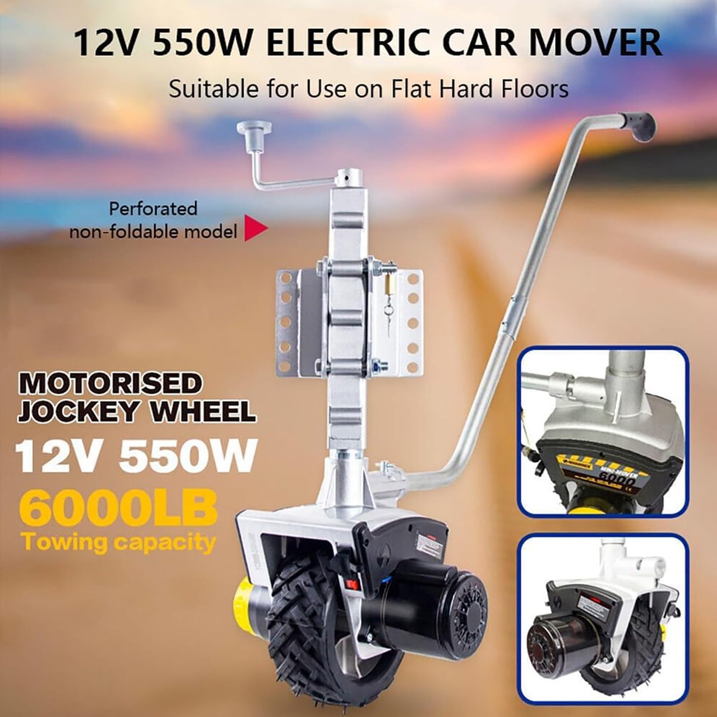 Beachtiful 550W 12V Electric Motorised Wheel Minivan Mobile Electric Trailer Tool, Electric Trailer Dolly, for Moving Trailer Caravan Boat