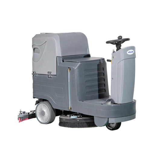 Lanstixr Ride-On Floor Scrubber Machine with 21'' Brush,38'' Squeegee, 21 Gallon Water Tank, Battery Powered,Commercial High Efficiency Automatic Cleaning Scrubber,52,204 sqft/h