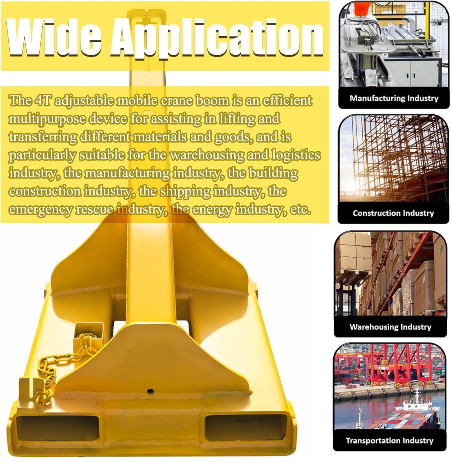 HQHAOTWU Forklift Jib Boom Crane 8800lbs Capacity Telescoping Mobile Crane Industrial Adjustable Forklift Lifting Hoist Truss Jib Boom Hook Manual Telescopic 63in-94.5in for Warehouse & Factories