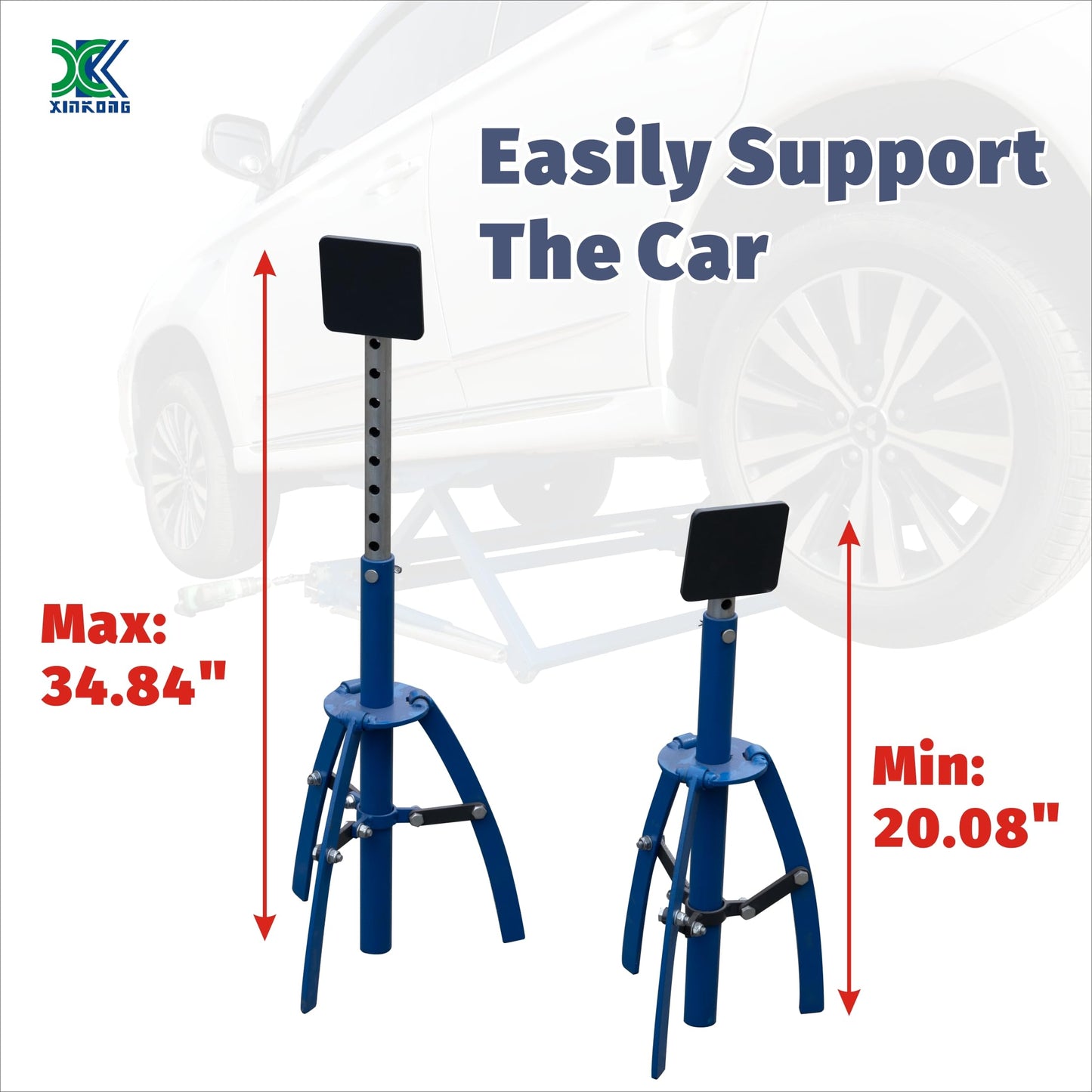 XK Portable Car Lift LM250T – 5511 lbs Auto Scissor Lift with Dual Platforms & 2 Adjustable Support Stands, Adjustable Width & Height, Heavy-Duty Vehicle Lift for Home Garage & Auto Repair Shop