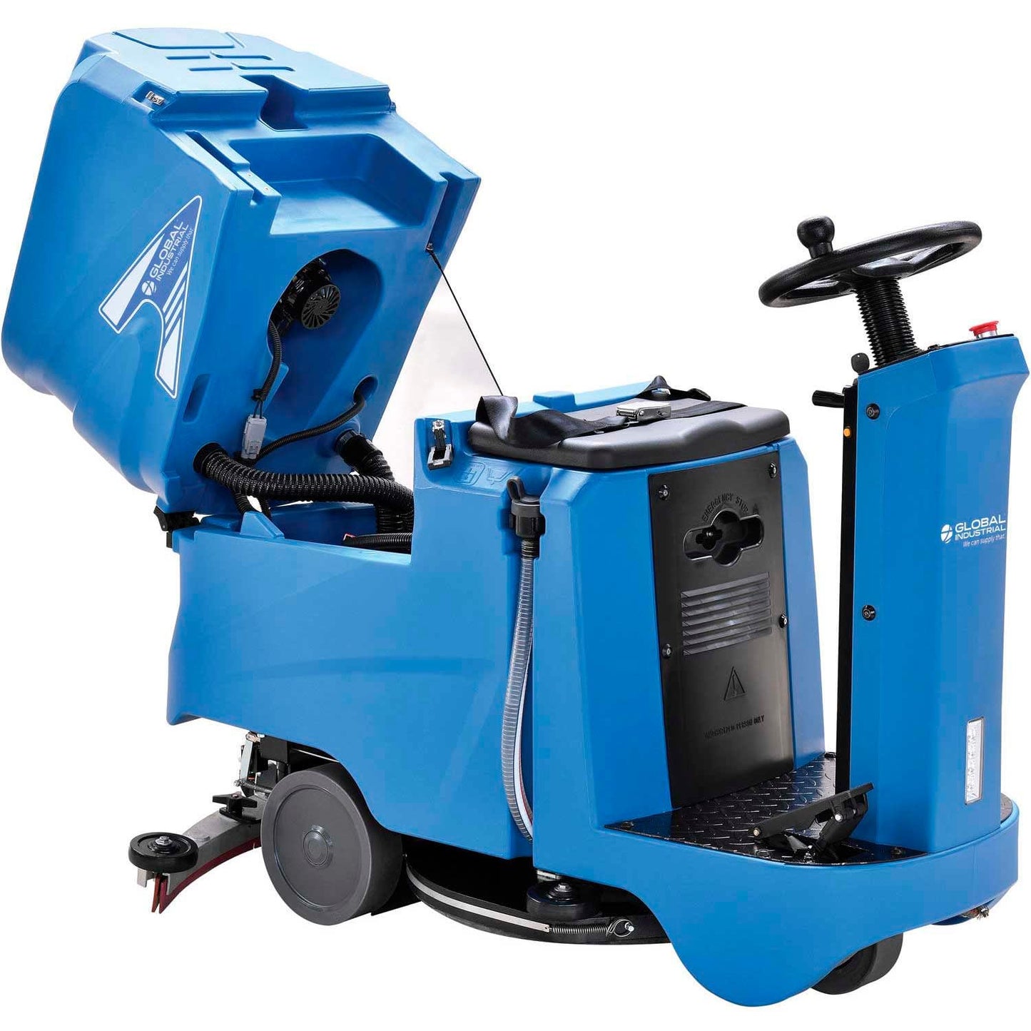 Global Industrial Automatic Ride-On Floor Scrubber with 22" Cleaning Path, (2) 12V 100Ah Batteries, 4.5 Hour Run Time, Industrial Commercial Floor Scrubber Machine