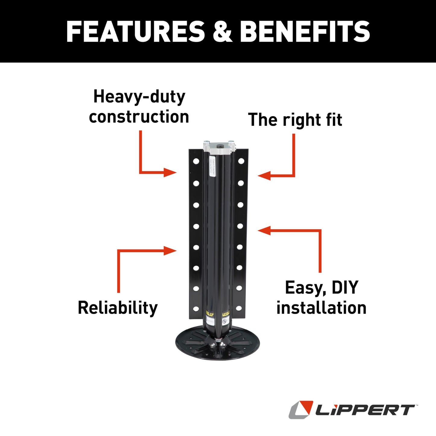 Lippert Level Up Gen I Replacement Hydraulic Landing Gear Jack for 5th Wheel RVs and Travel Trailers, 8,000-lbs. Capacity, Aluminum, 9" Diameter Footpad, 21-7/16" Retracted Height - 195860