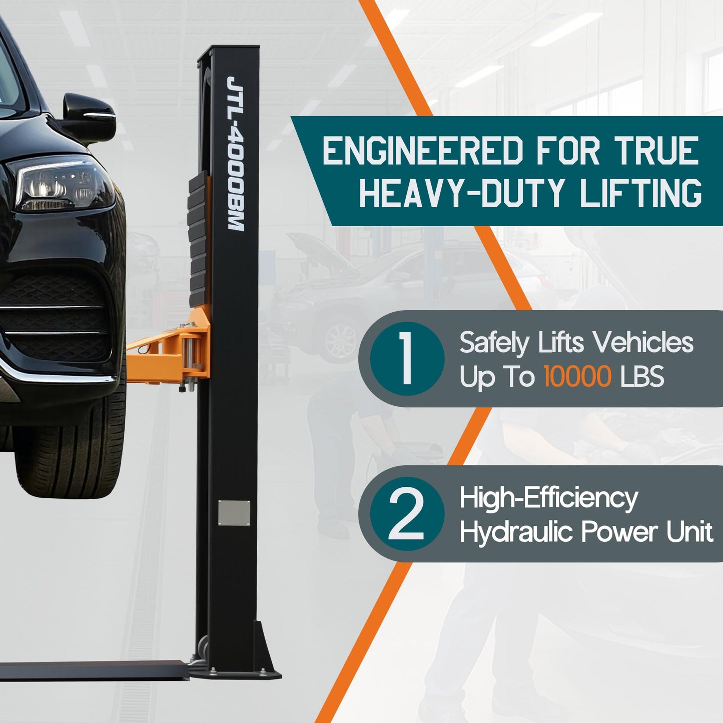 Albott 2 Post Car Lift 10000 LBS, Heavy Duty Hydraulic Vehicle Lift for Home Garage, 3+2 Adjustable Arms, Dual Point Safety Release and Rubber Door Protectors, 220V 60HZ 1PH