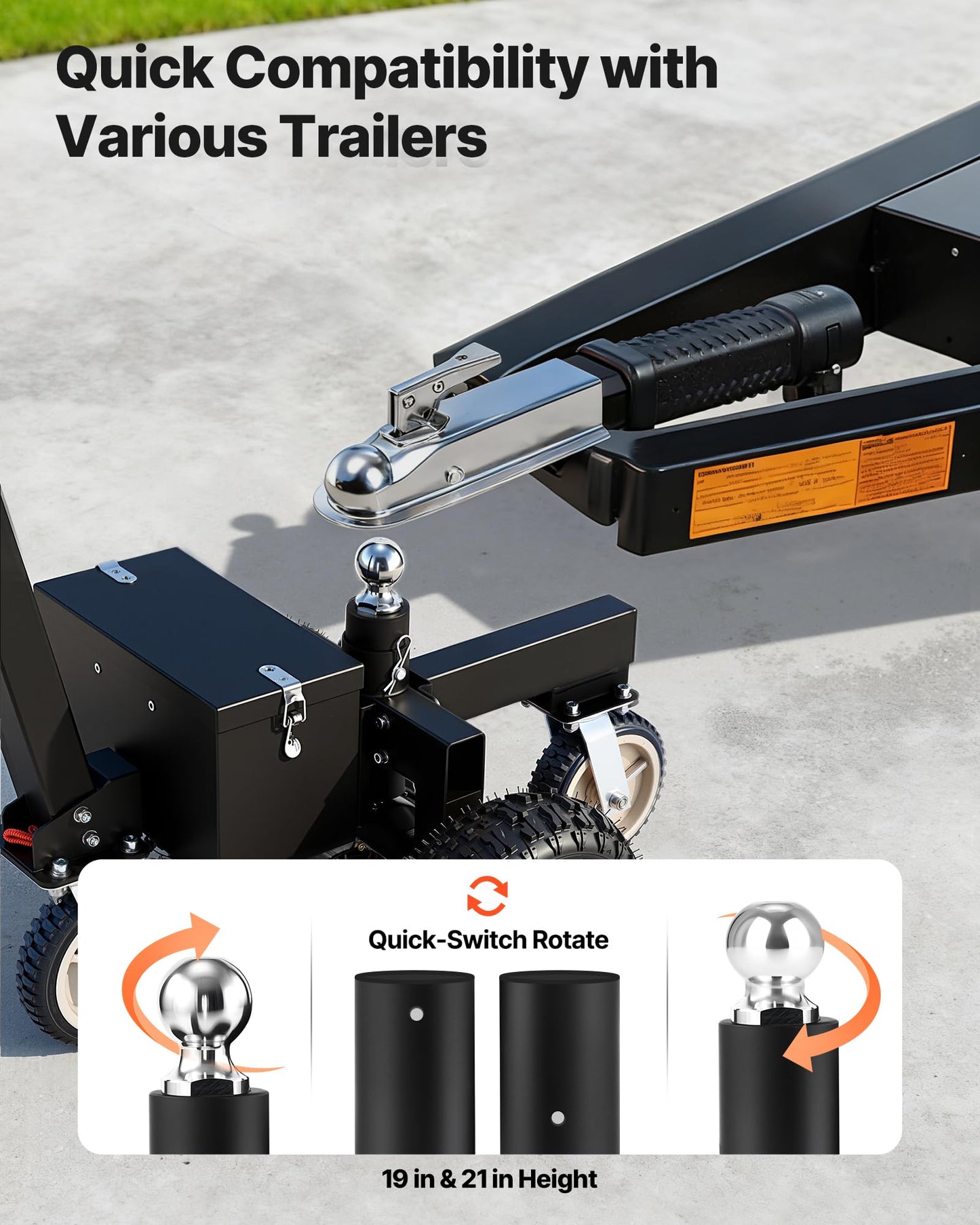 VEVOR Electric Trailer Dolly, 3600 lbs Max Trailer Weight 600 lbs Max Tongue Weight, DC 24V 800W Motorized Trailer Dolly with 2 & 1-7/8 Inch Hitch Balls for RV Campers, Cargo & Utility, Boat Trailers