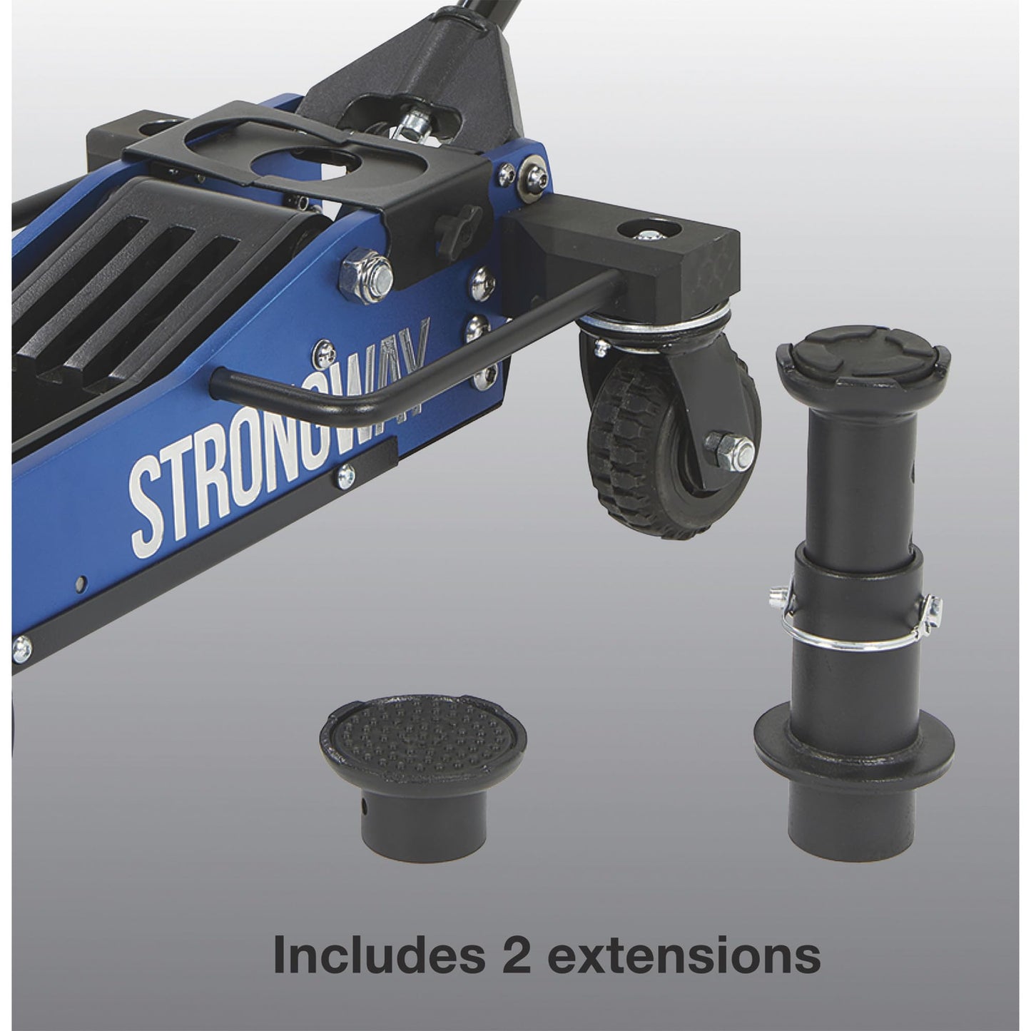 Strongway Professional Aluminum Off-Road Jack, 3 Ton 6000 Lb Capacity, 29 in. Lift Height, Steel Skid Plate, Quick-Change Saddle, 360 Degree Swivel Casters, for Trucks, SUVs, ATVs and UTVs