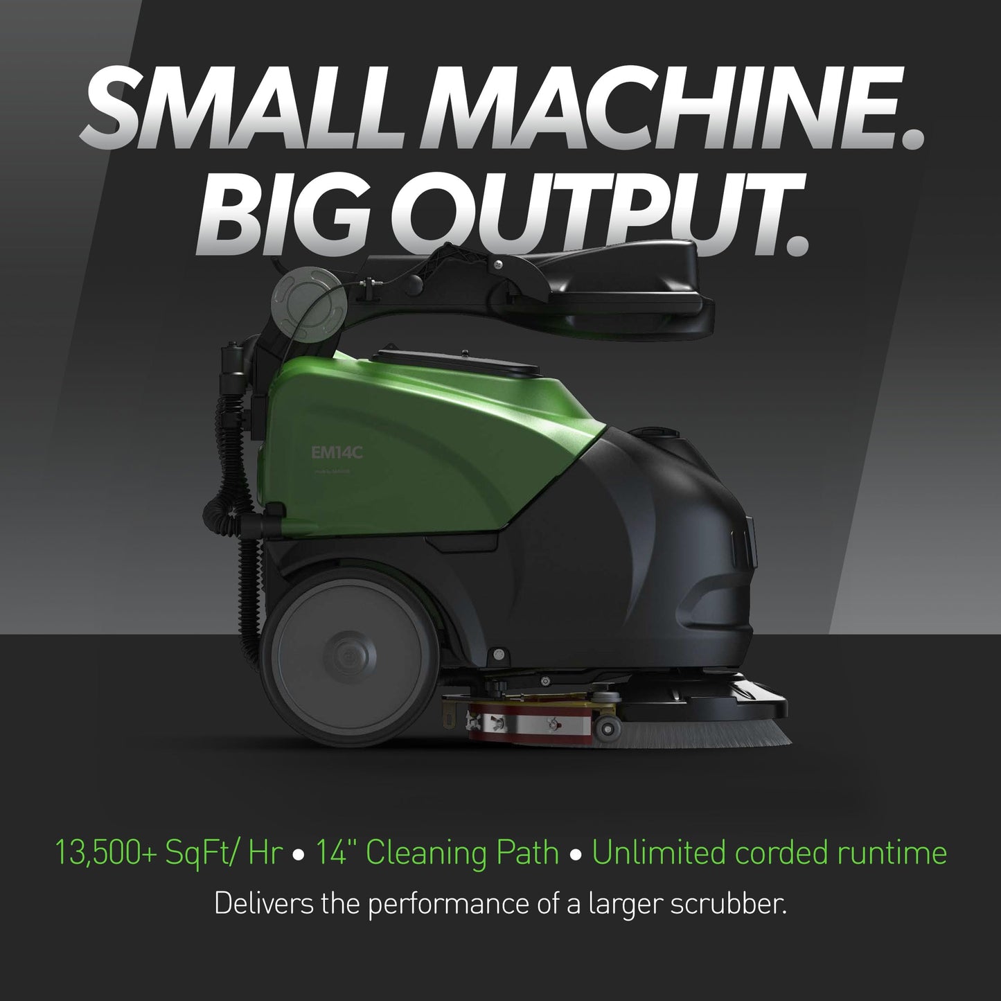IPC Eagle EM14C Walk Behind Floor Scrubber - 110V-Powered, 14” Cleaning Path, Commercial Auto Scrubber for Tile, Retail, Offices & Tight Spaces
