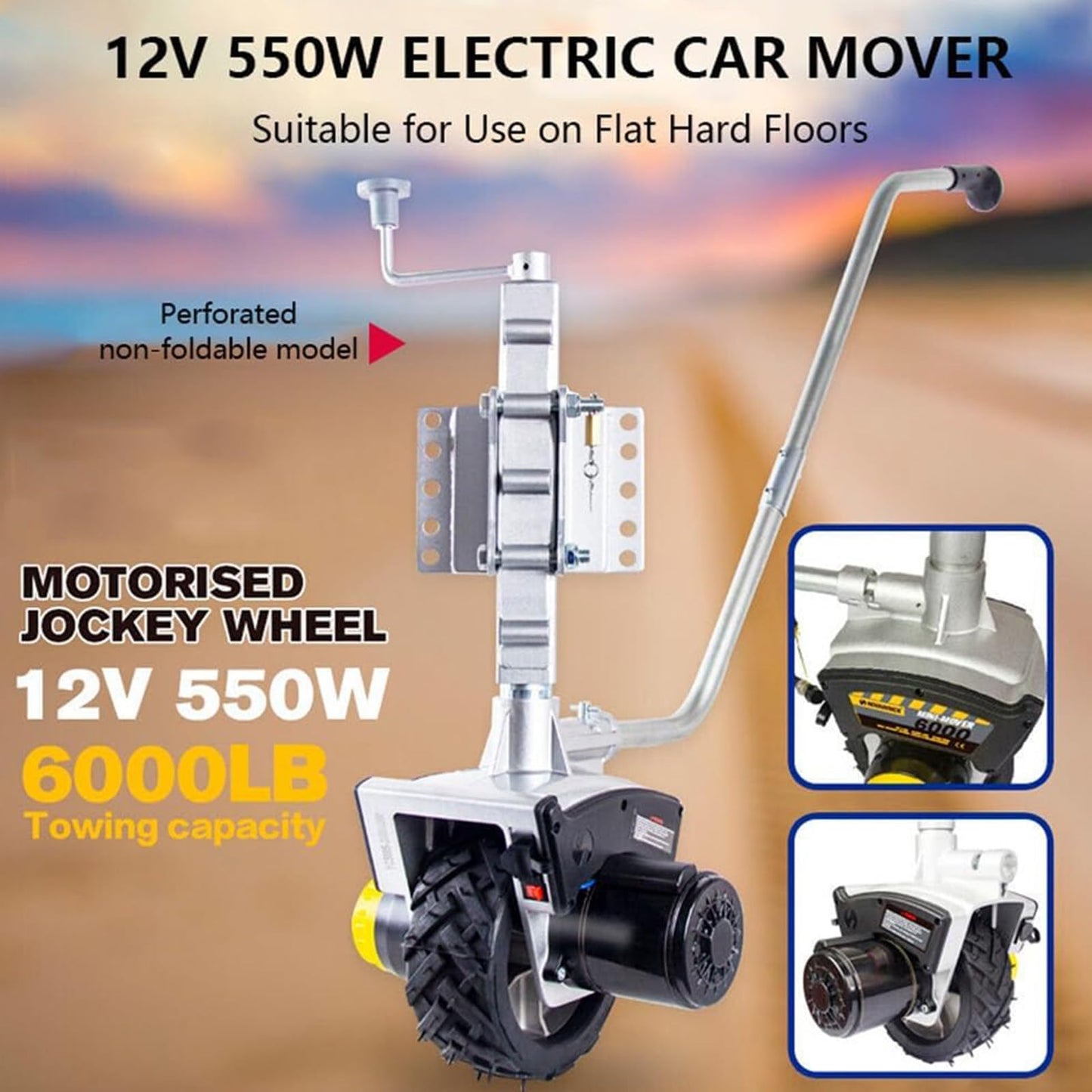 Electric Trailer Mover, Heavy-Duty Trailer Dolly for 6000 lbs Capacity, 600 lbs Tongue Weight, 22 ft/min Speed, Ideal for Caravans, Boats, and Trailers