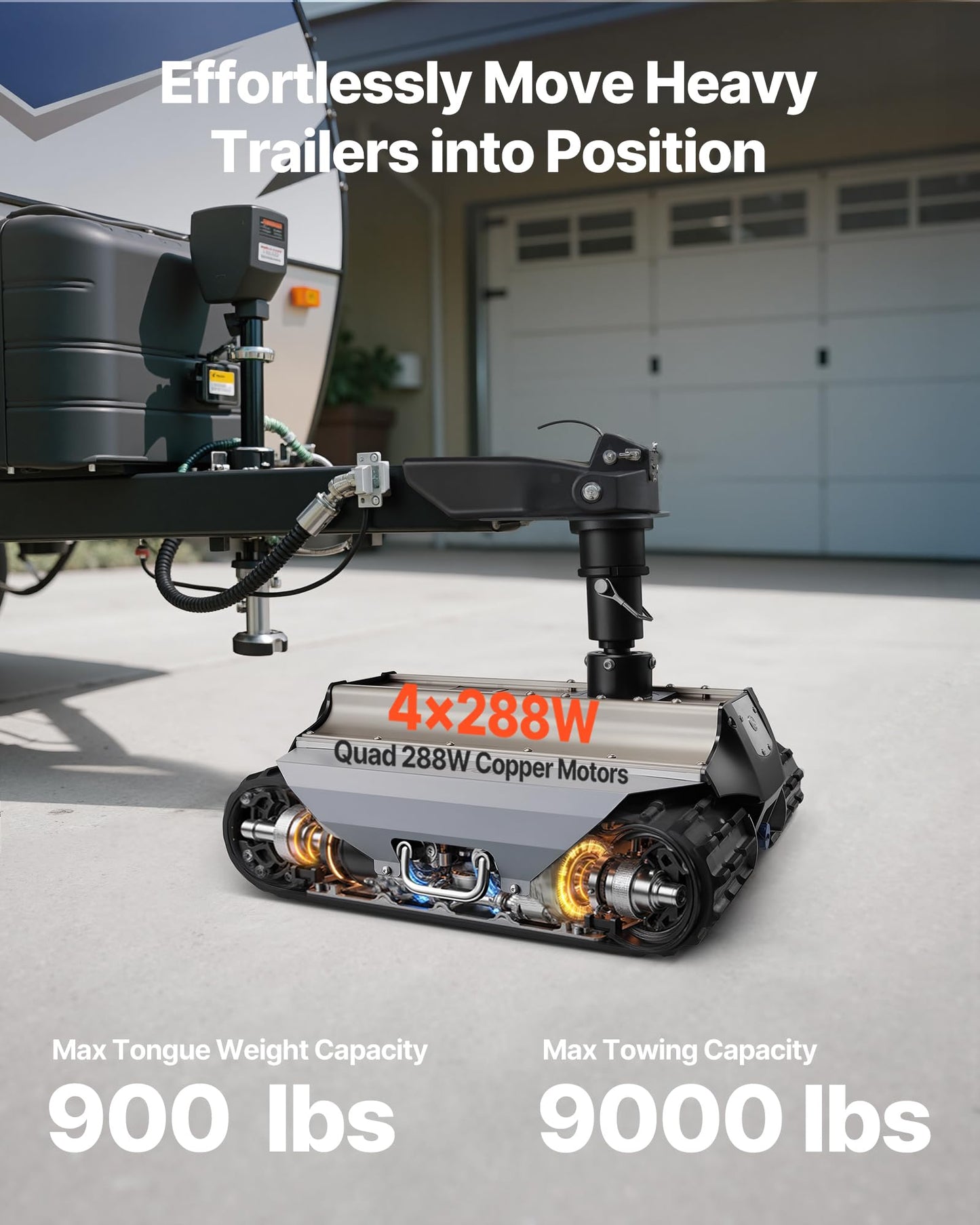 VEVOR Electric Trailer Mover, 9000 lbs Max Towing Capacity, Remote-Controlled Trailer Mover with 328 ft Wireless Range, Motorised Camper Trolley Kit Fits for Camper RV Caravan Boat Trailer Jack