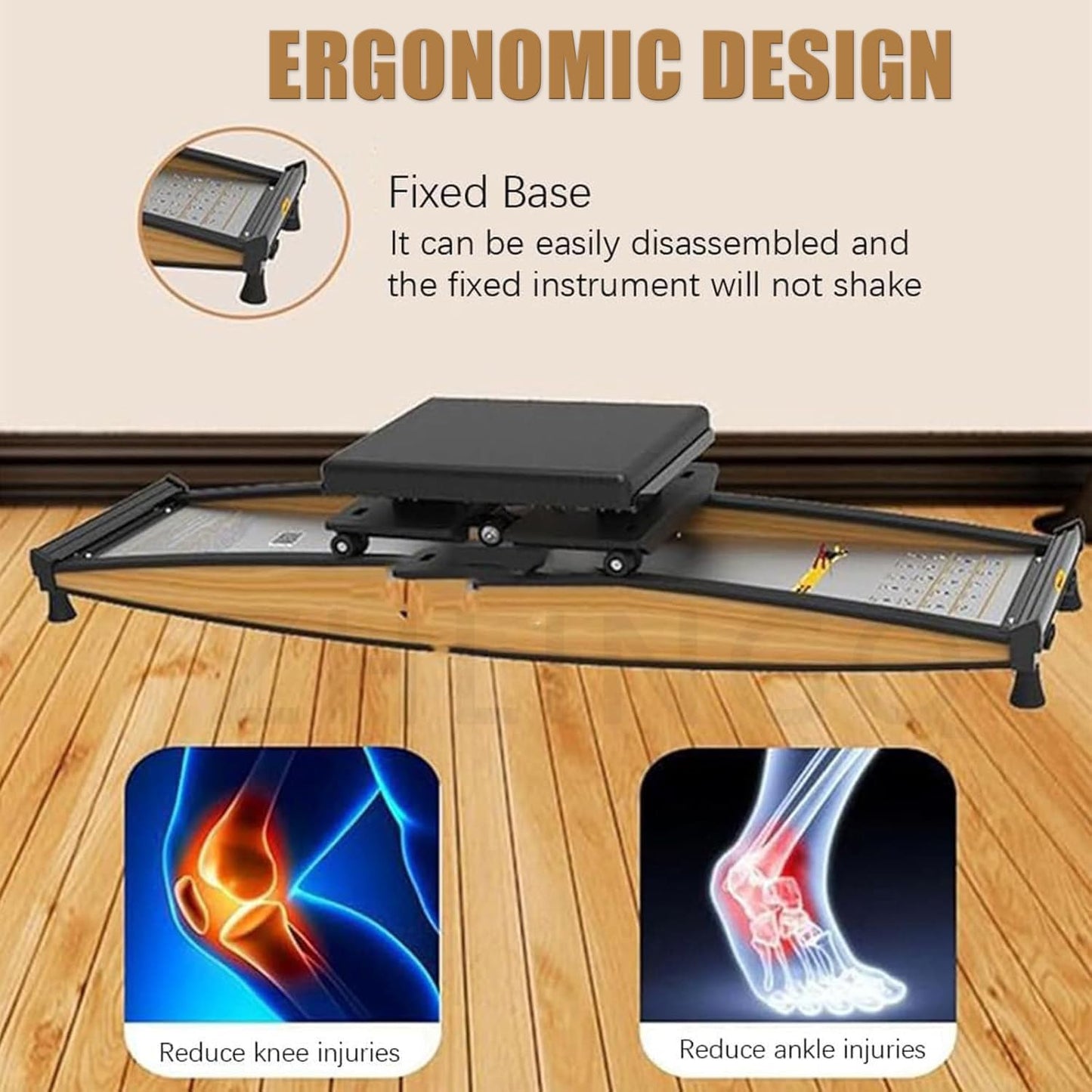 Ski Trainer, Indoor Ski Machine, Home Ski Trainer, with Walking Stick, 0-150kg Load, Fat Burning & Plasticity
