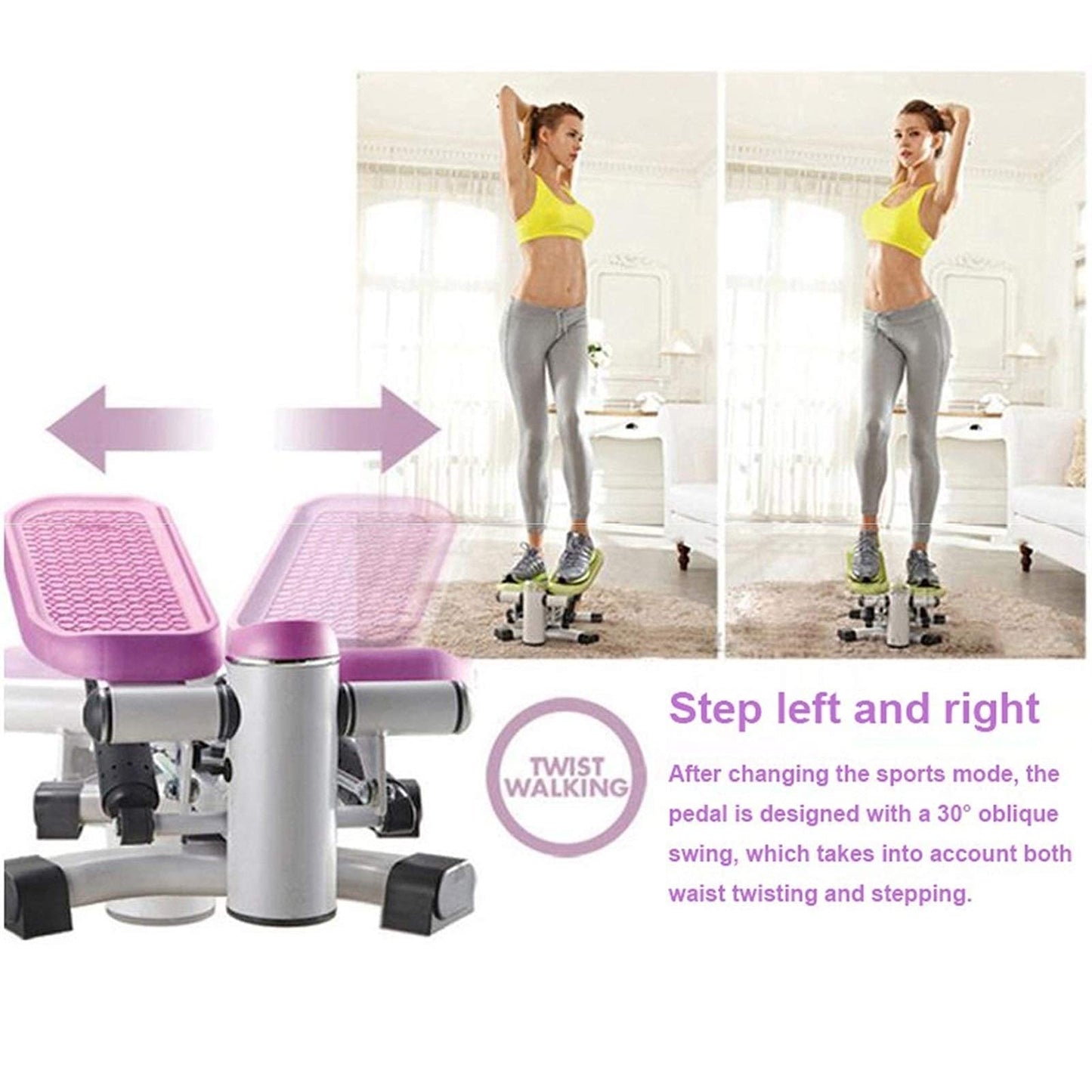 Mini-Stepper Swing Stepper Adjustable Mini Stair Stepper Home Silent Step Machine with Multi-Function LCD Display Free Installation Exercise Equipment