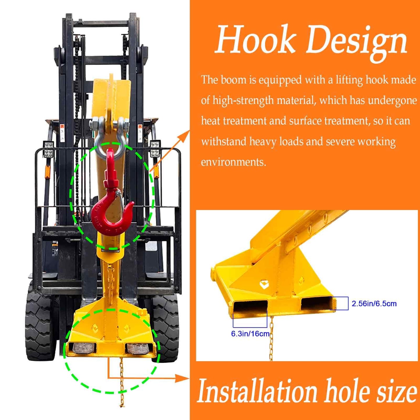 BEILOCKERY 3T/6600LBS Adjustable Mobile Crane Lifting Hoist Truss Jib Boom with Hook, 63"-98" Telescopic Arm, Multi-Functional Accessories for Forklifts Cranes