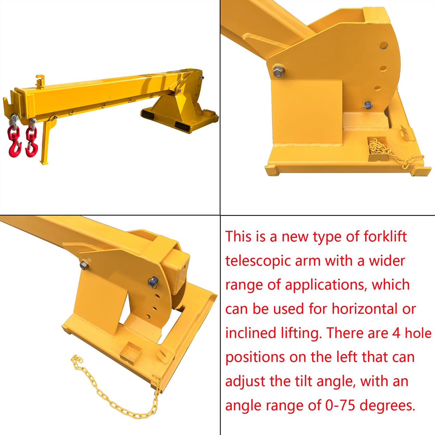 WYDDDARY Adjustable Mobile Crane Lifting Hoist Truss Jib Boom Hook Forklift Telescopic Arm with Adjustable Tilt Angle for Forklift Towing Handling(6614LbS Lift Capacity)